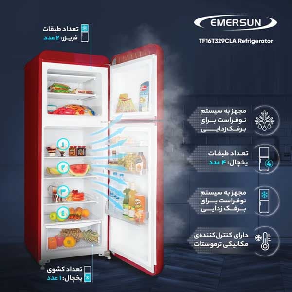 یخچال و فریزر 16 فوت امرسان مدل TF16T329CLA رنگ زرد،فیروزه ای — تصویر ۲