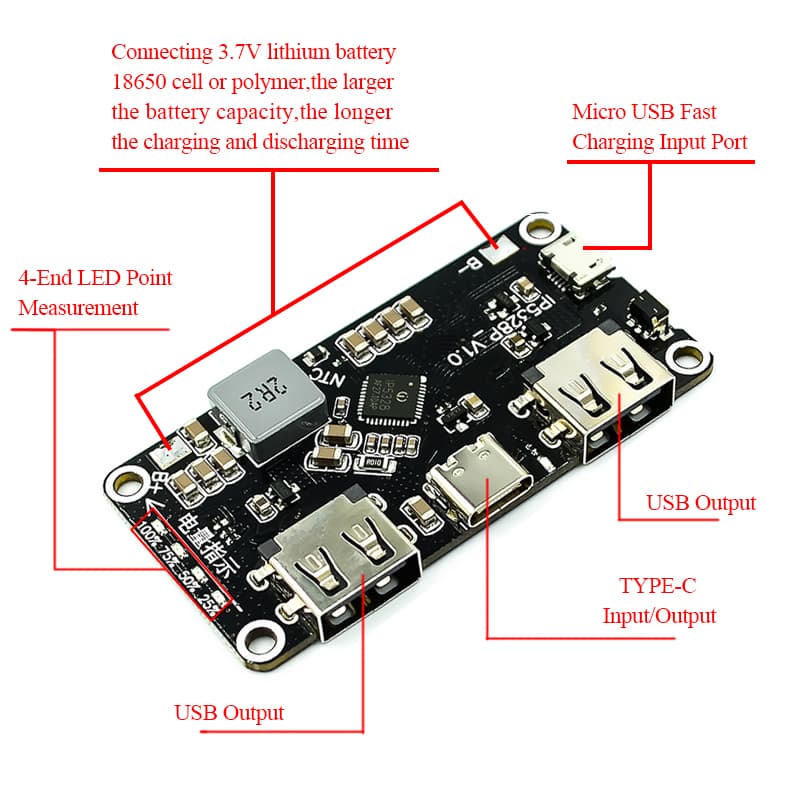 ماژول فست شارژ پاور بانک qc20 qc30 مدل IP5328P دو خروجی — تصویر ۲