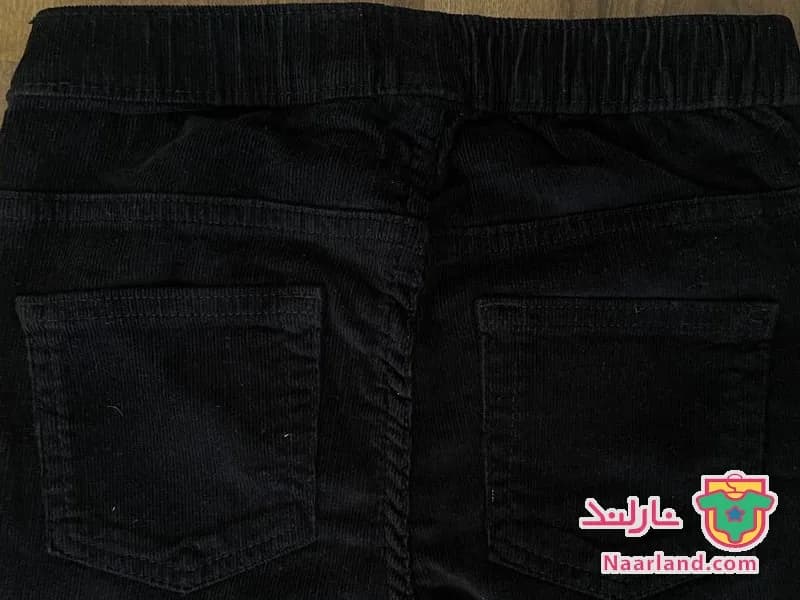 شلوار مخمل کبریتی ظریف دخترانه لوپیلو مشکی ساده — تصویر ۳