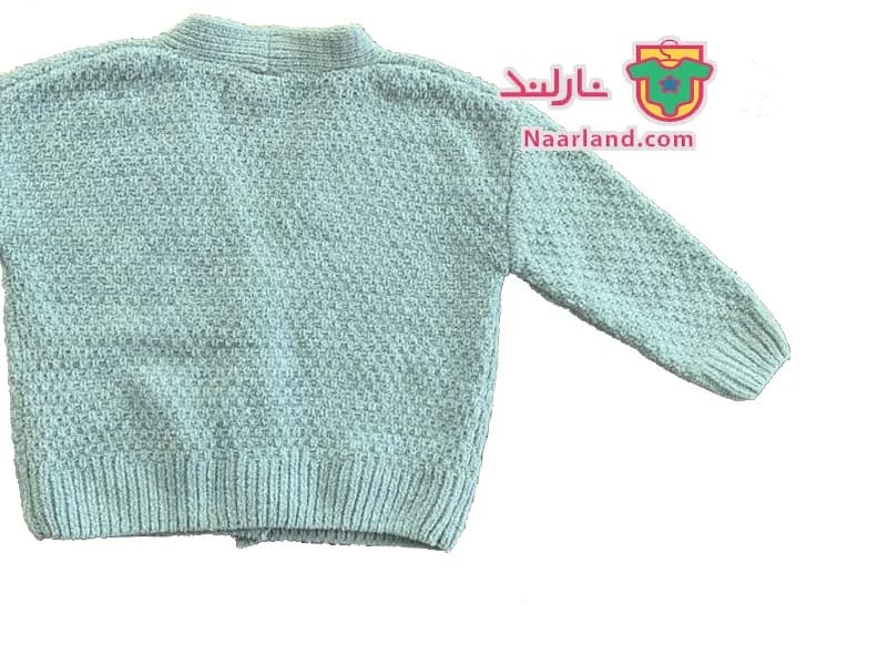 پولیور بافت کاردیگن مخمل برند Topolino آلمان سبز پاستلی — تصویر ۵