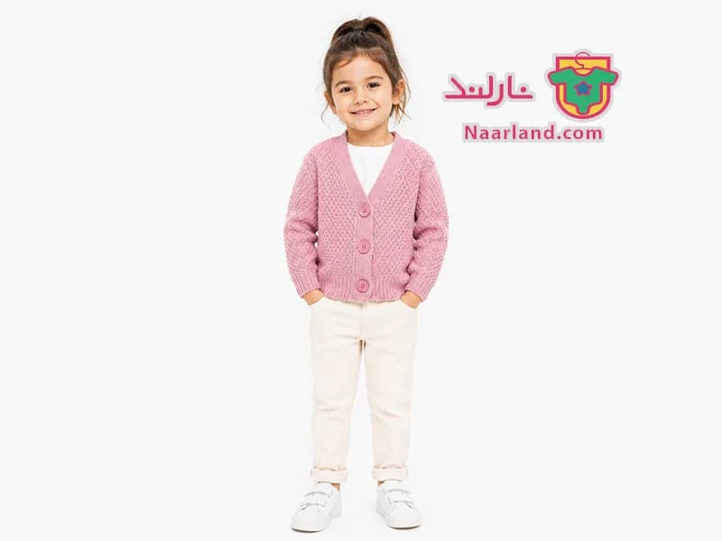 پولیور بافت کاردیگن مخمل برند Topolino آلمان صورتی روشن — تصویر ۲