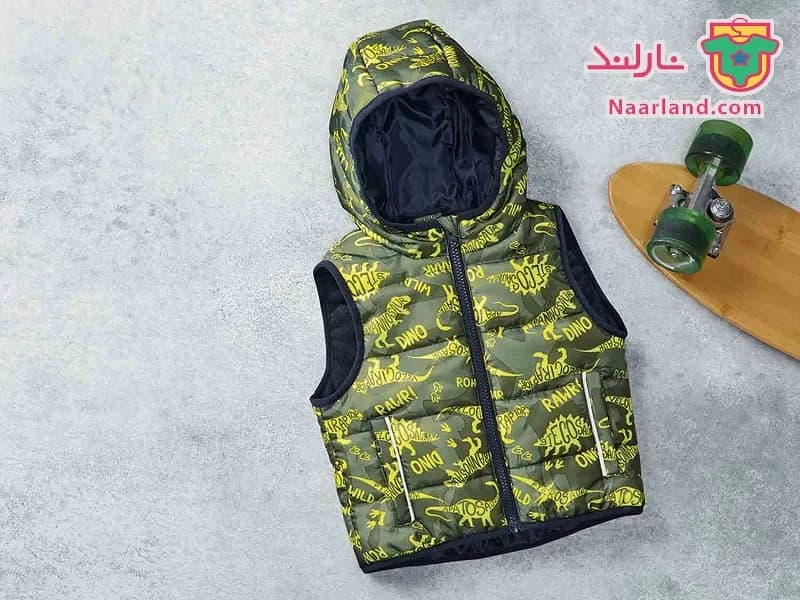پافر لایت کلاه دار پسرانه Lupilu آلمان سبز طرح دایناسور — تصویر ۴