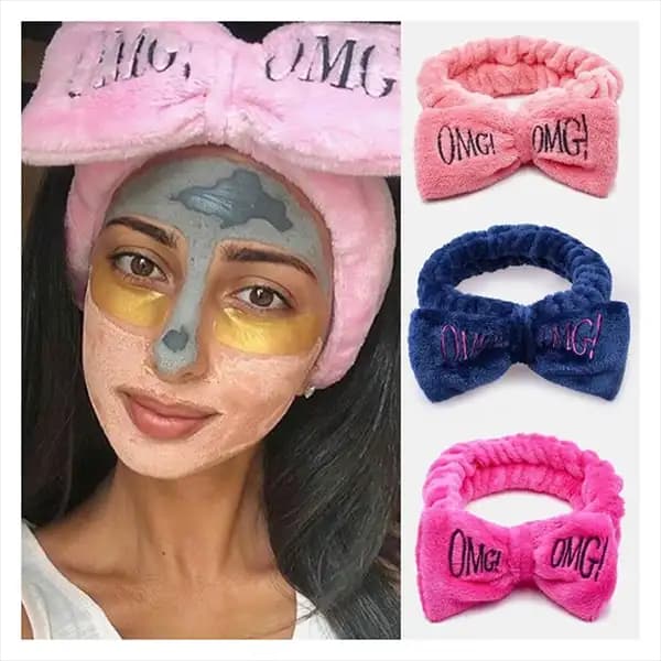 هدبند حوله ای آرایشی طرح omg — تصویر ۲