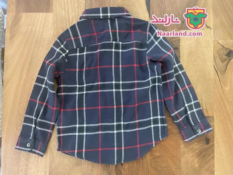 پیراهن پسرانه لوپیلو (Lupilu) آستین بلند چهار خانه سرمه ای — تصویر ۶