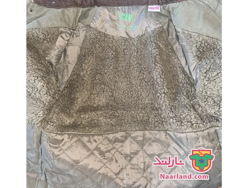 کاپشن شرلینگ یونی سکس Zara سبز یشمی تیره — تصویر ۸