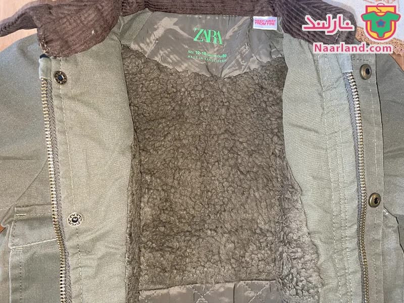 کاپشن شرلینگ یونی سکس Zara سبز یشمی تیره — تصویر ۷