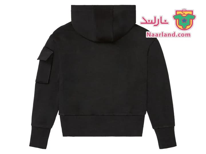 هودی کراپ کلاه دار دخترانه دورس Pepperts آلمان مشکی ساده — تصویر ۴