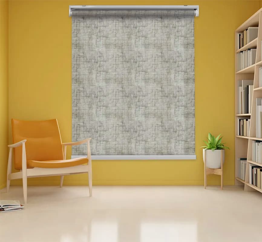 پرده شید طرح دار کرم زیتونی پتینه‌ای