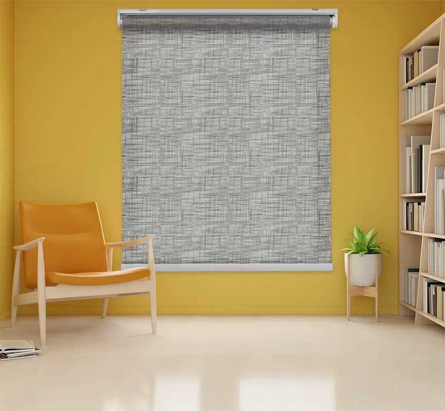 پرده شید طرح دار خاکستری طوسی رگه‌دار