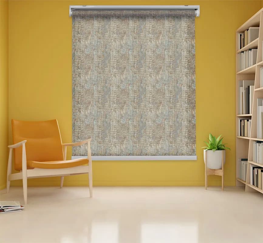 پرده شید طرح دار قهوه‌ای خاکی