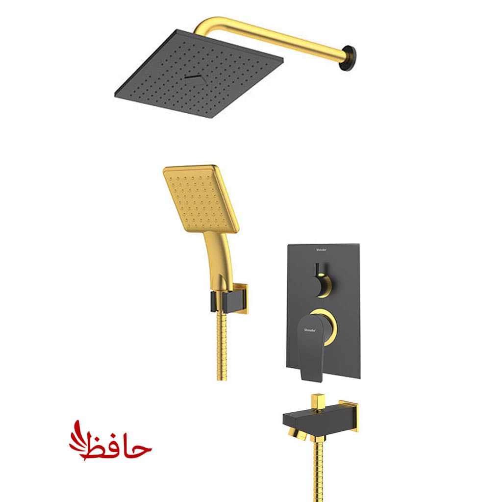 شیر حمام توکار شودر مدل رومر پلاس مشکی طلایی تیپ 4