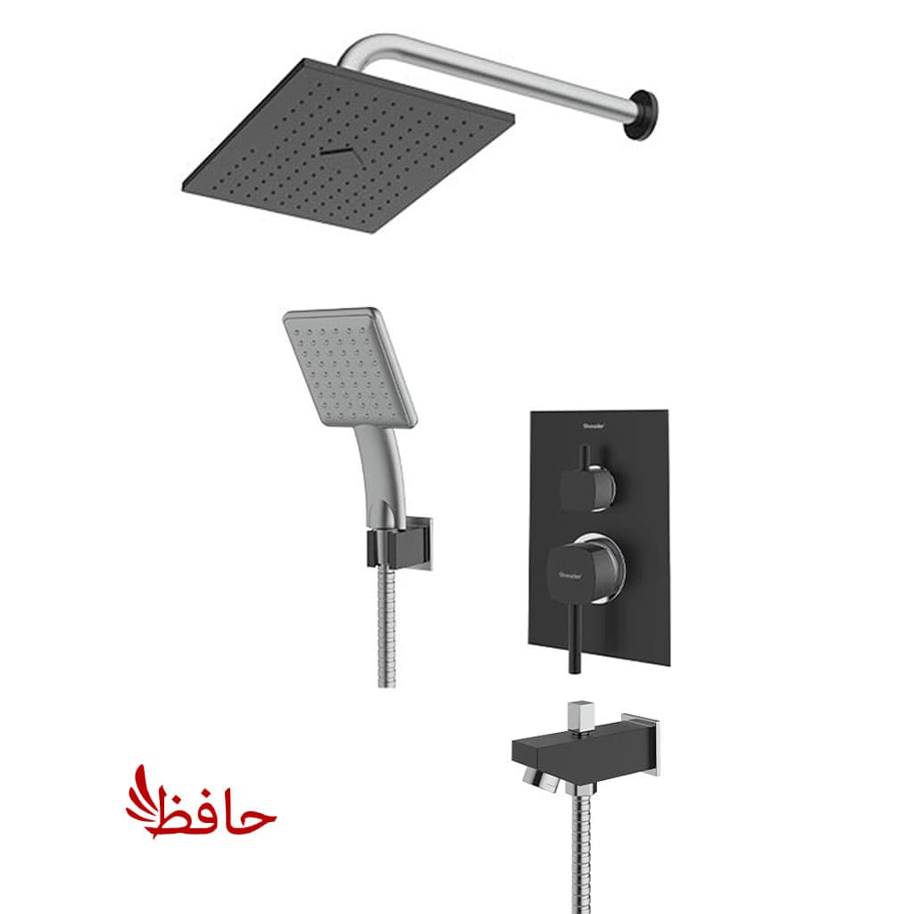 شیر حمام توکار شودر مدل رومر مشکی کروم تیپ 4