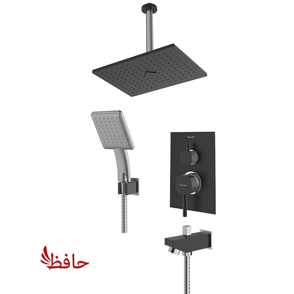 شیر حمام توکار شودر مدل رومر مشکی کروم تیپ 4 — تصویر ۲