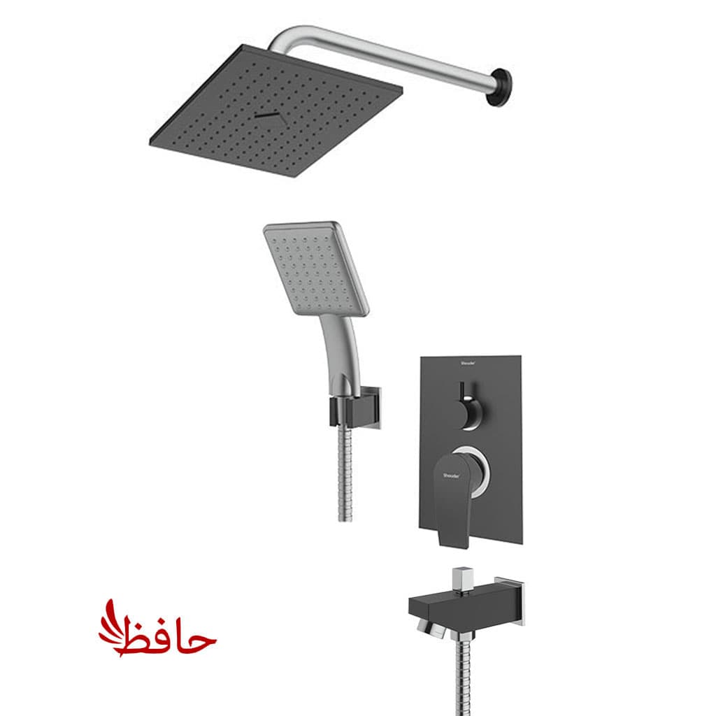 شیر حمام توکار شودر مدل رومر پلاس مشکی کروم تیپ 4