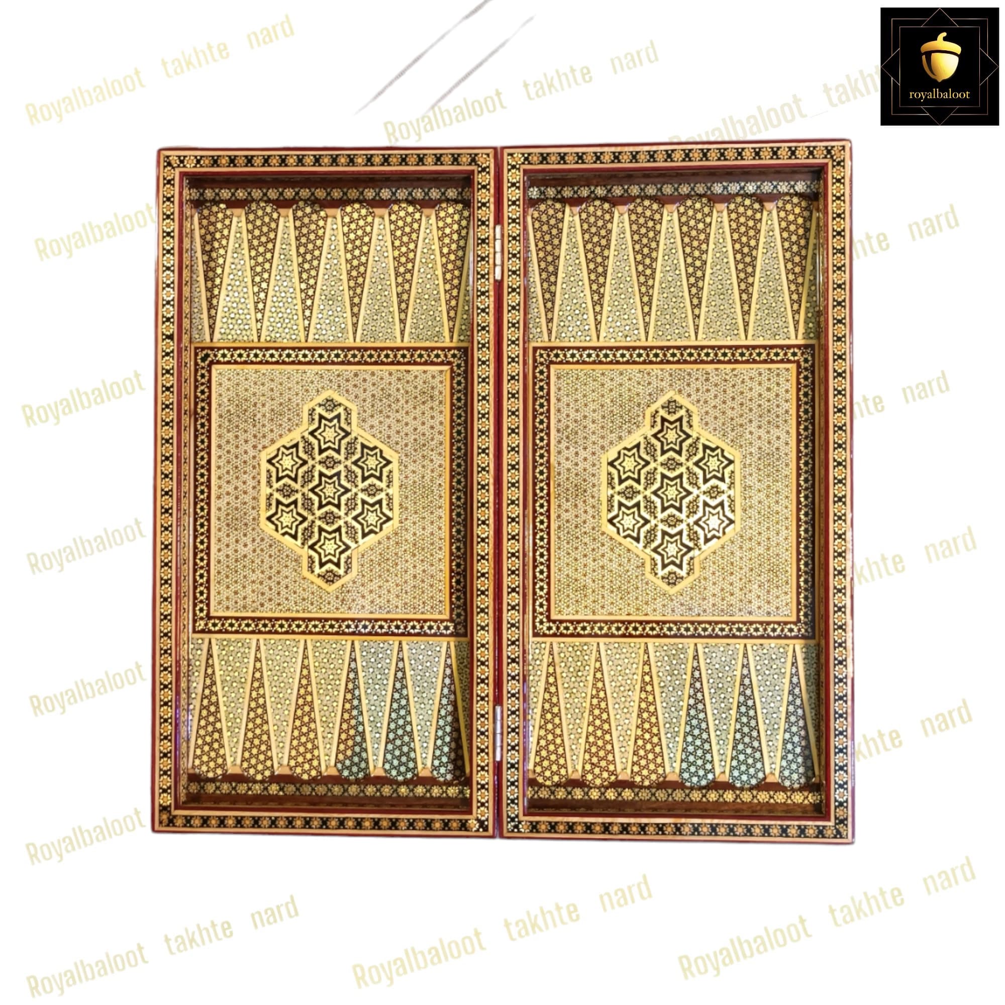 تخته نرد تمام خاتم اعلا طلاکوب کد 126