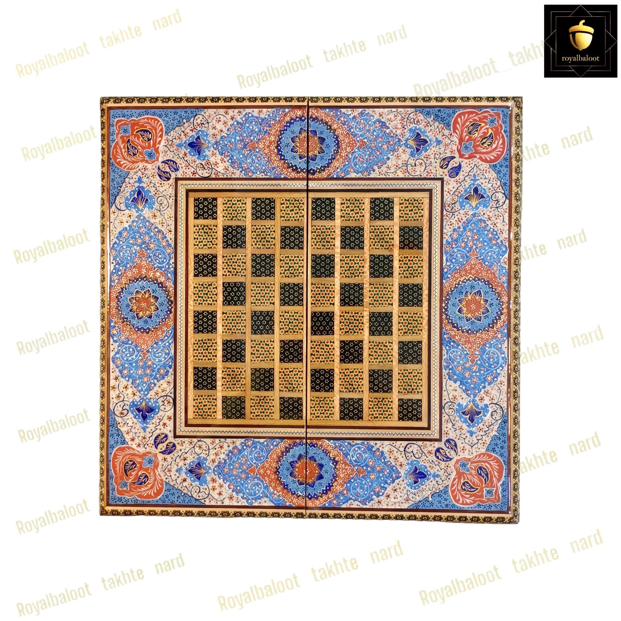 تخته نرد خاتم نقاشی تذهیب داخل چوبی کد 134