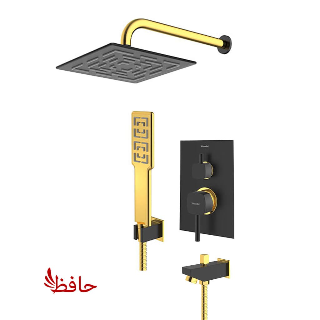 شیر حمام توکار شودر مدل رومر مشکی طلایی تیپ 4 BRASS