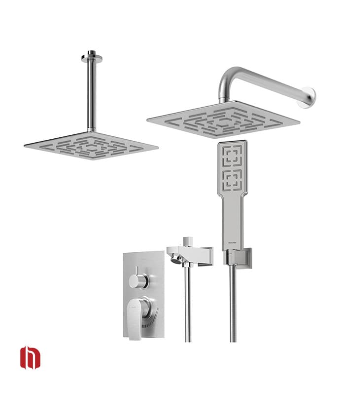 شیر حمام توکار شودر مدل رومر پلاس کروم مات تیپ 4 BRASS — تصویر ۴