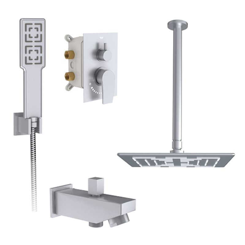 شیر حمام توکار شودر مدل رومر کروم مات تیپ 4 BRASS — تصویر ۴