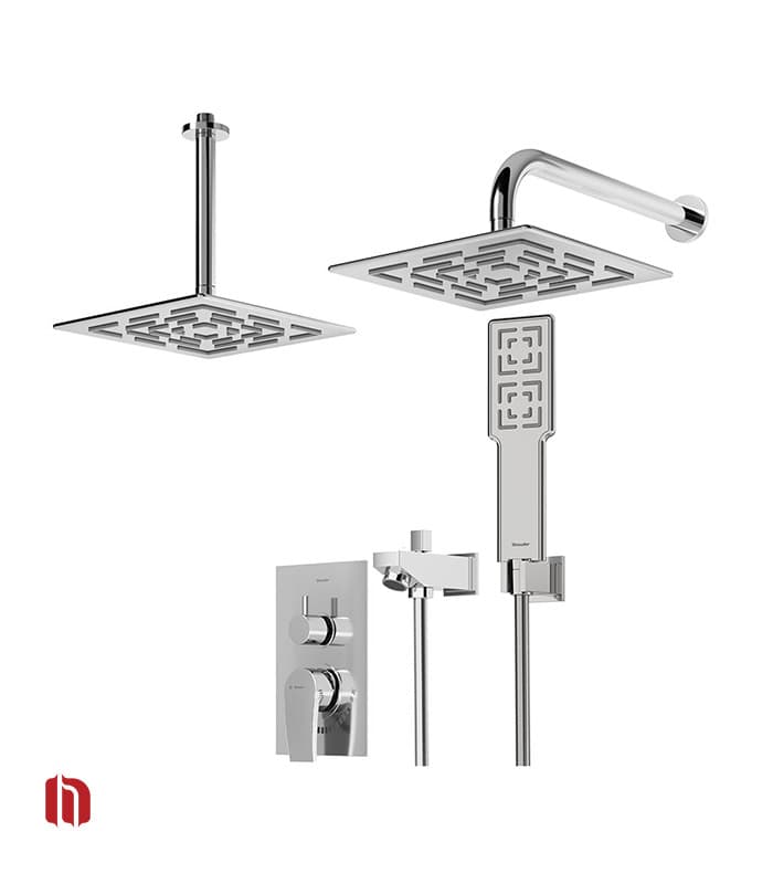 شیر حمام توکار شودر مدل رومر پلاس کروم تیپ 4 BRASS — تصویر ۴