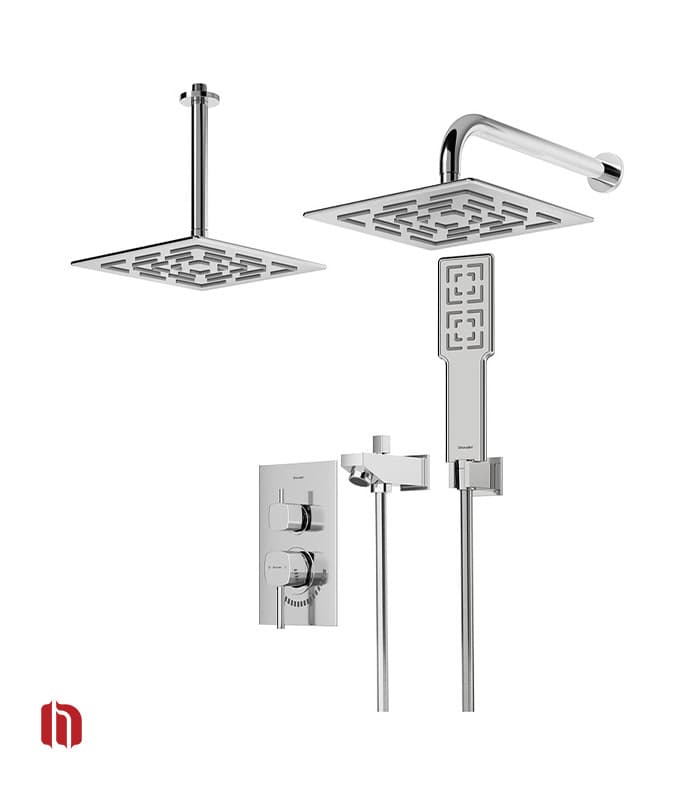 شیر حمام توکار شودر مدل رومر کروم تیپ 4 BRASS — تصویر ۳