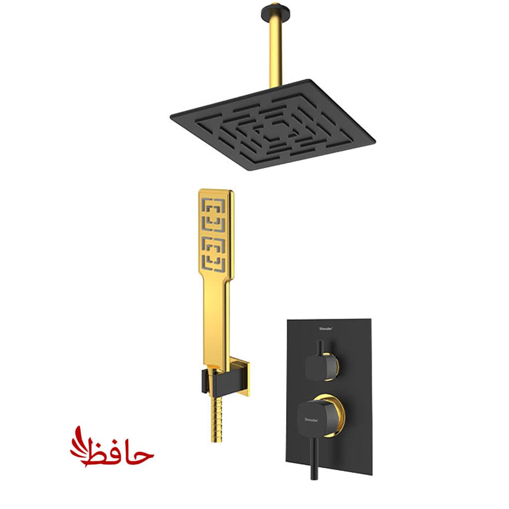 شیر حمام توکار شودر مدل رومر مشکی طلایی تیپ 3 BRASS — تصویر ۲
