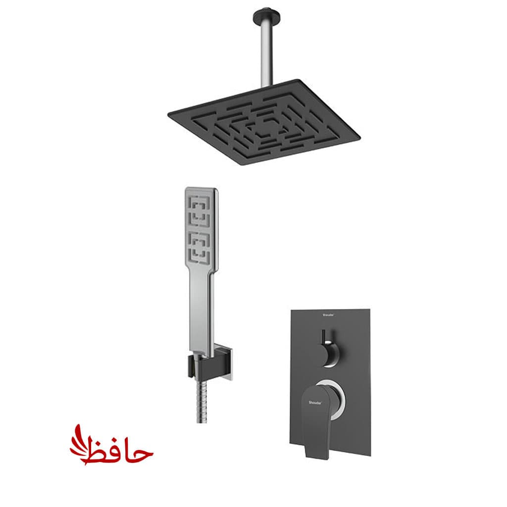 شیر حمام توکار شودر مدل رومر پلاس مشکی کروم تیپ 3 BRASS — تصویر ۲
