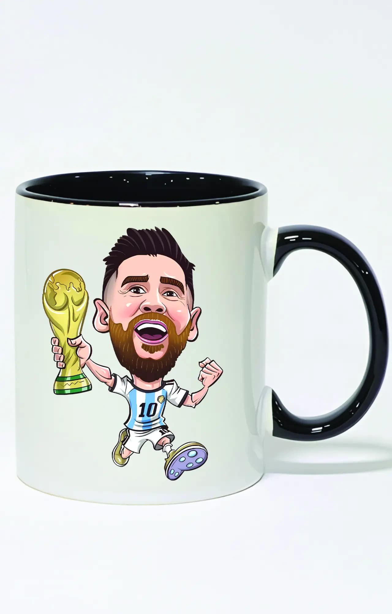 ماگ دسته و داخل رنگی طرح مسی آرژانتین جام جهانی messi کد 4271