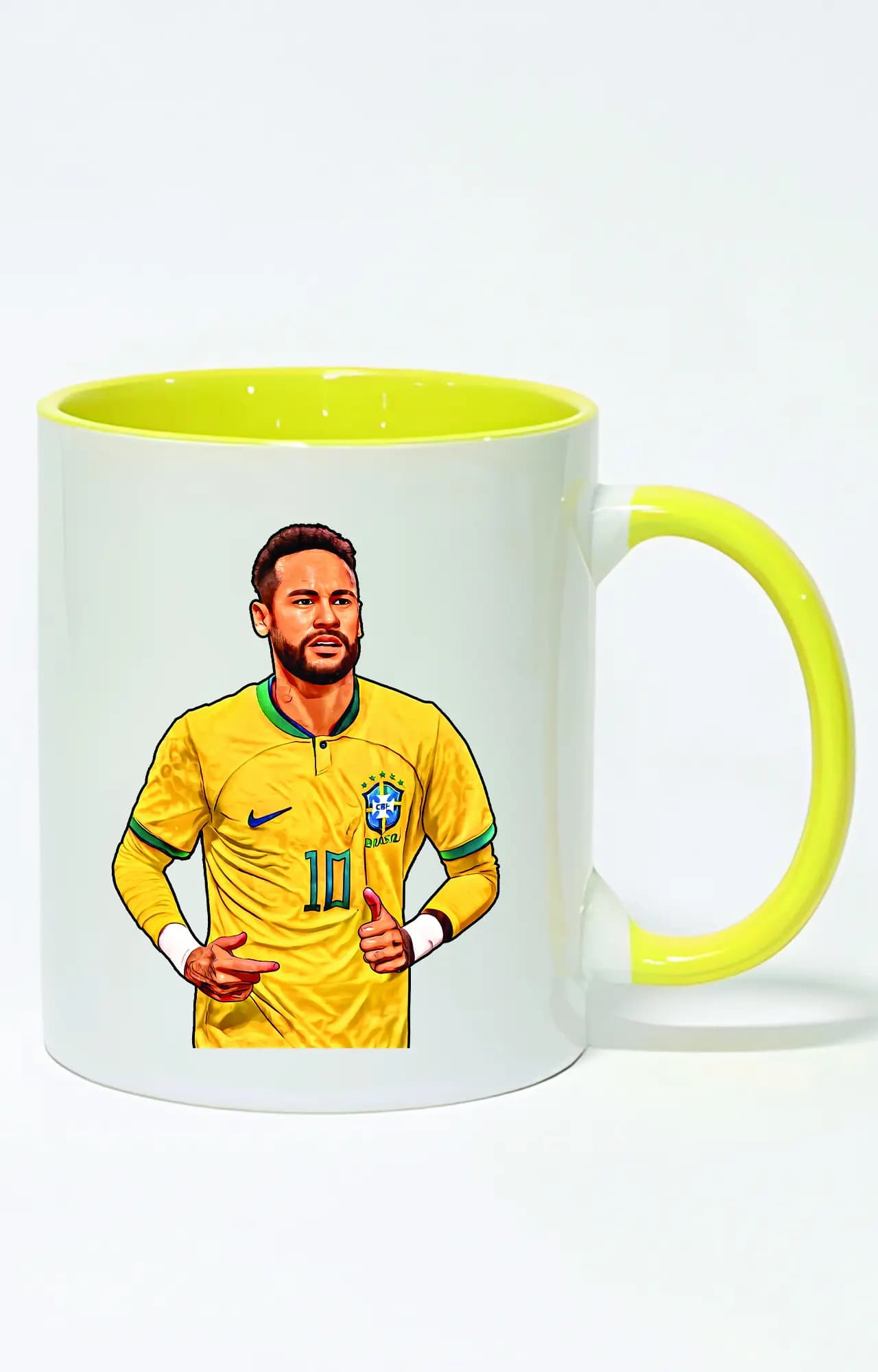 ماگ دسته و داخل رنگی طرح نیمار برزیل neymar کد 4270