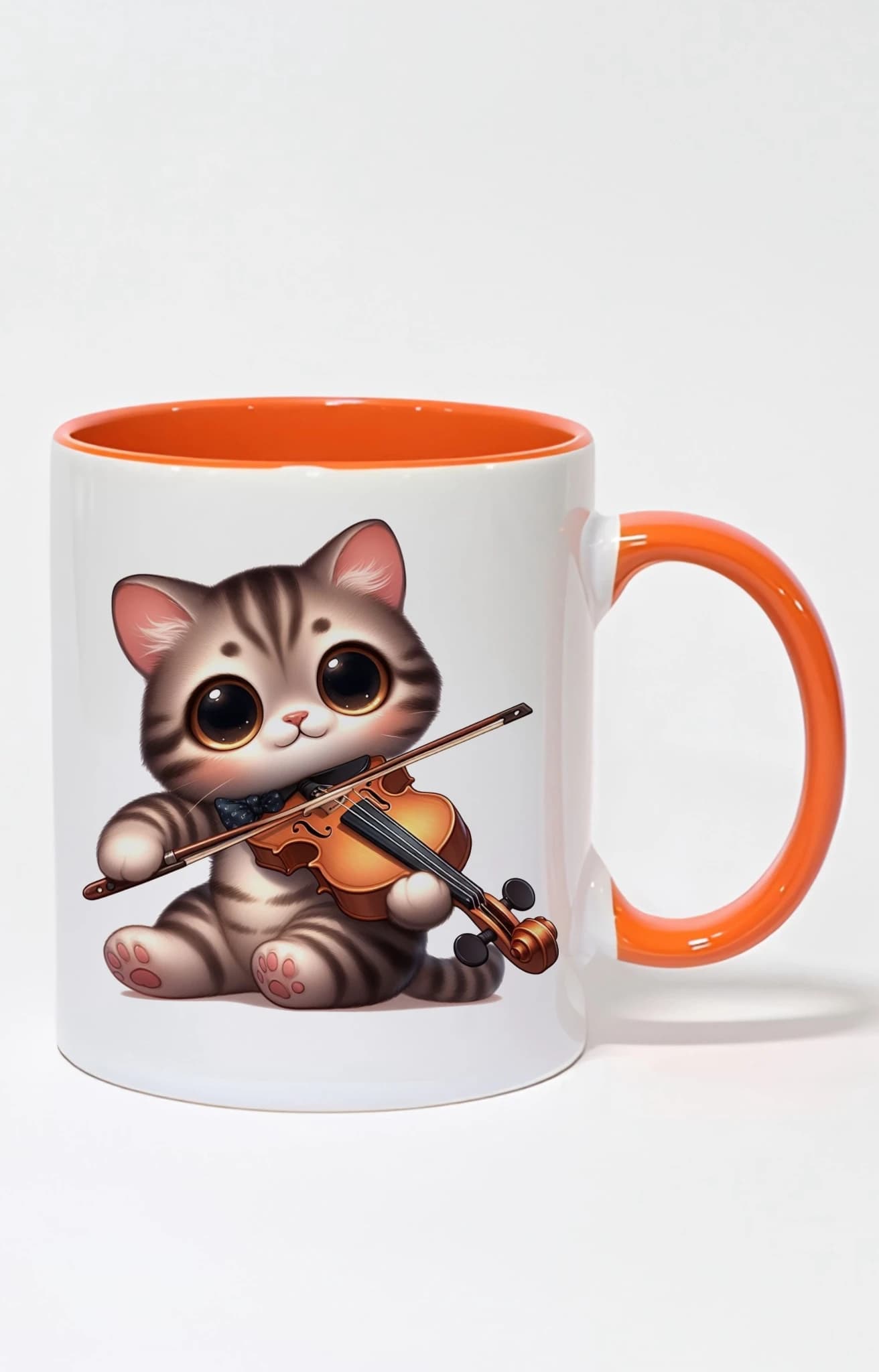 ماگ دسته و داخل رنگی طرح گربه cat کد 10108