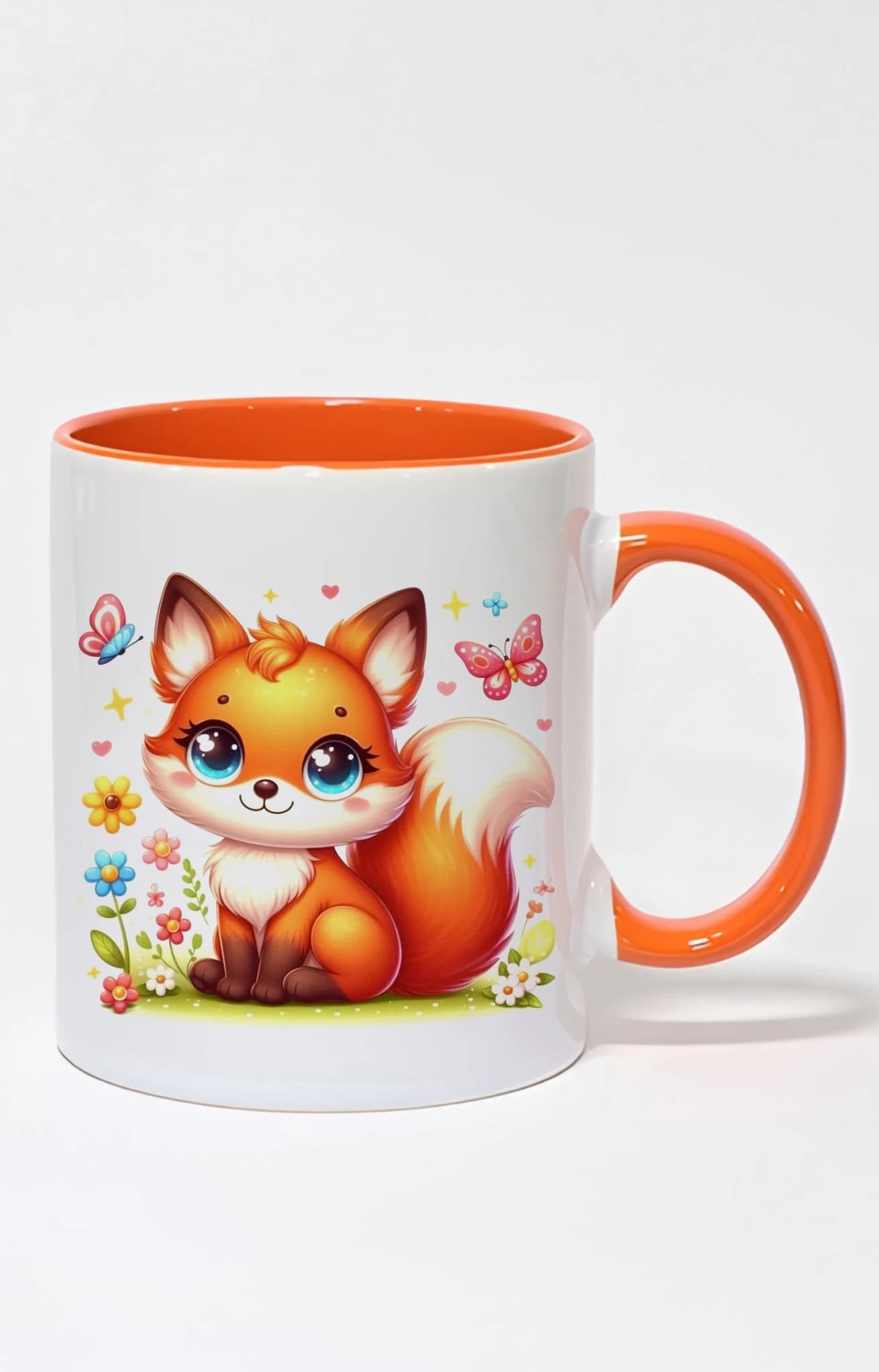 ماگ دسته و داخل رنگی طرح روباه fox کد 10106