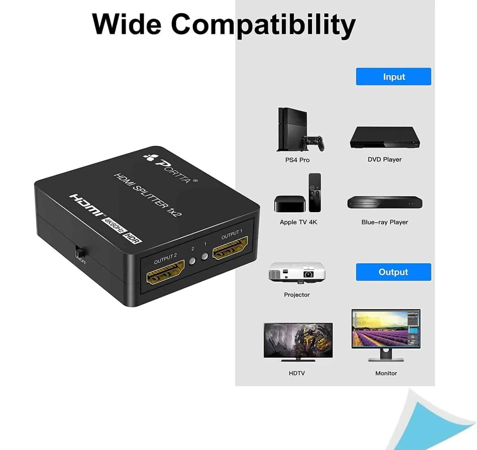 اسپلیتر 2پورت برند پورتا PORTTA HDMI Splitter 4K 60Hz -HDR10 — تصویر ۵