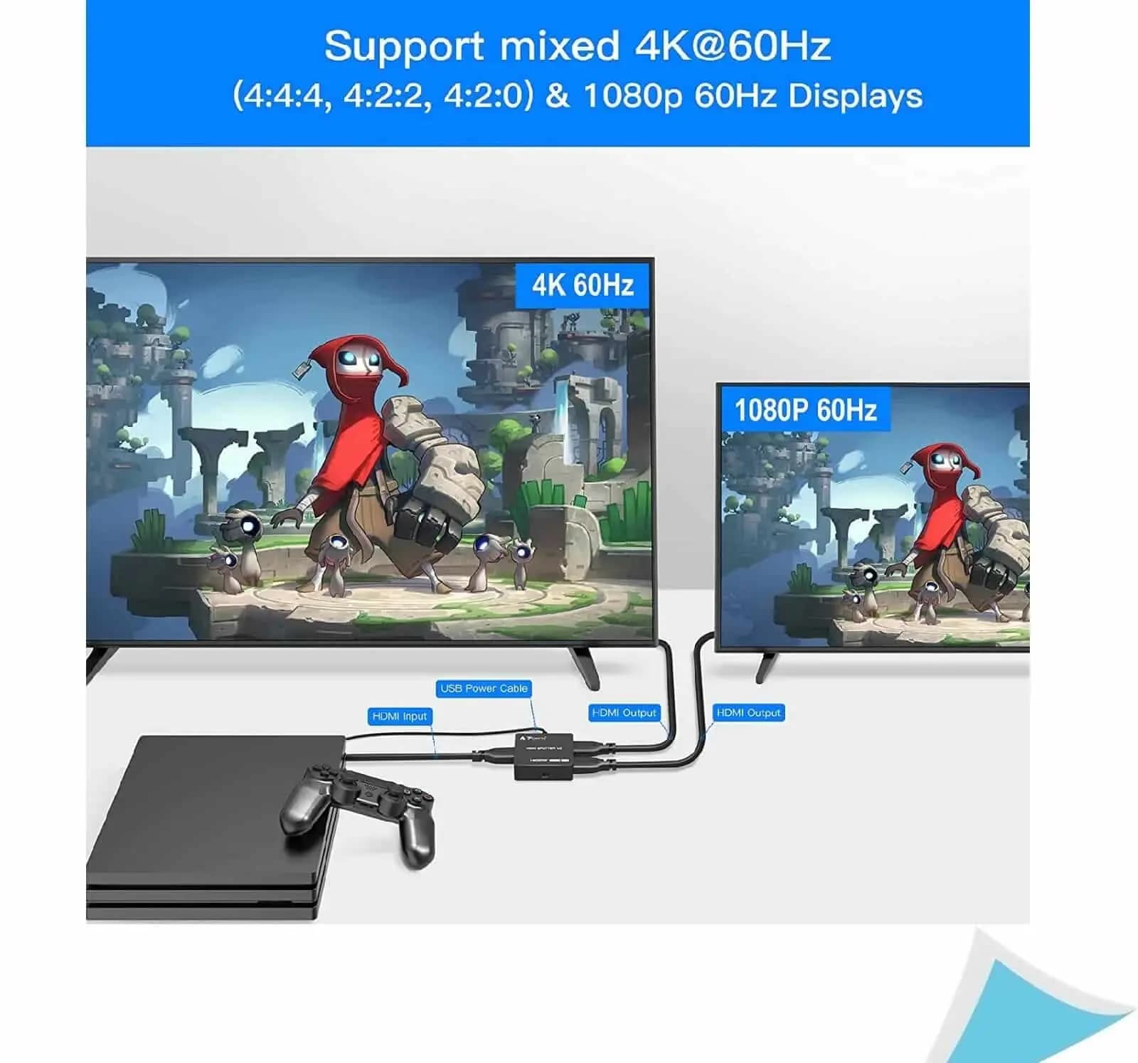 اسپلیتر 2پورت برند پورتا PORTTA HDMI Splitter 4K 60Hz -HDR10 — تصویر ۲