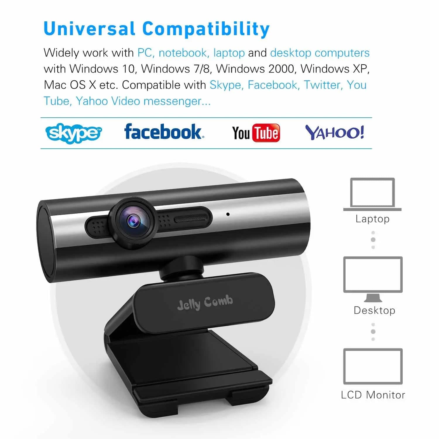وب کم 1080P Full HD،برند Jelly Comb — تصویر ۷
