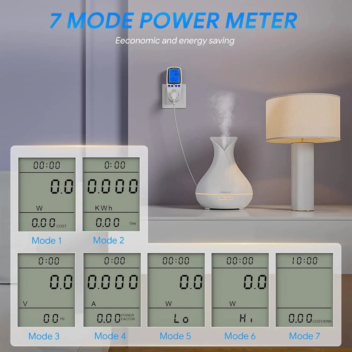 پاور متر/متر برق Maxcio با صفحه نمایش LCD بزرگ مدل KWE-PMB01 — تصویر ۳