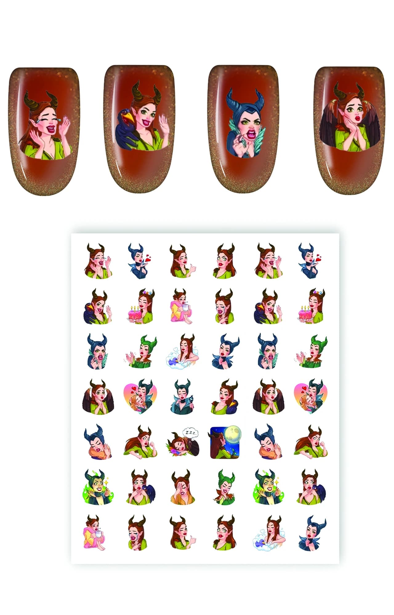 استیکر ناخن طرح مالفیسنت Maleficent کد 3857