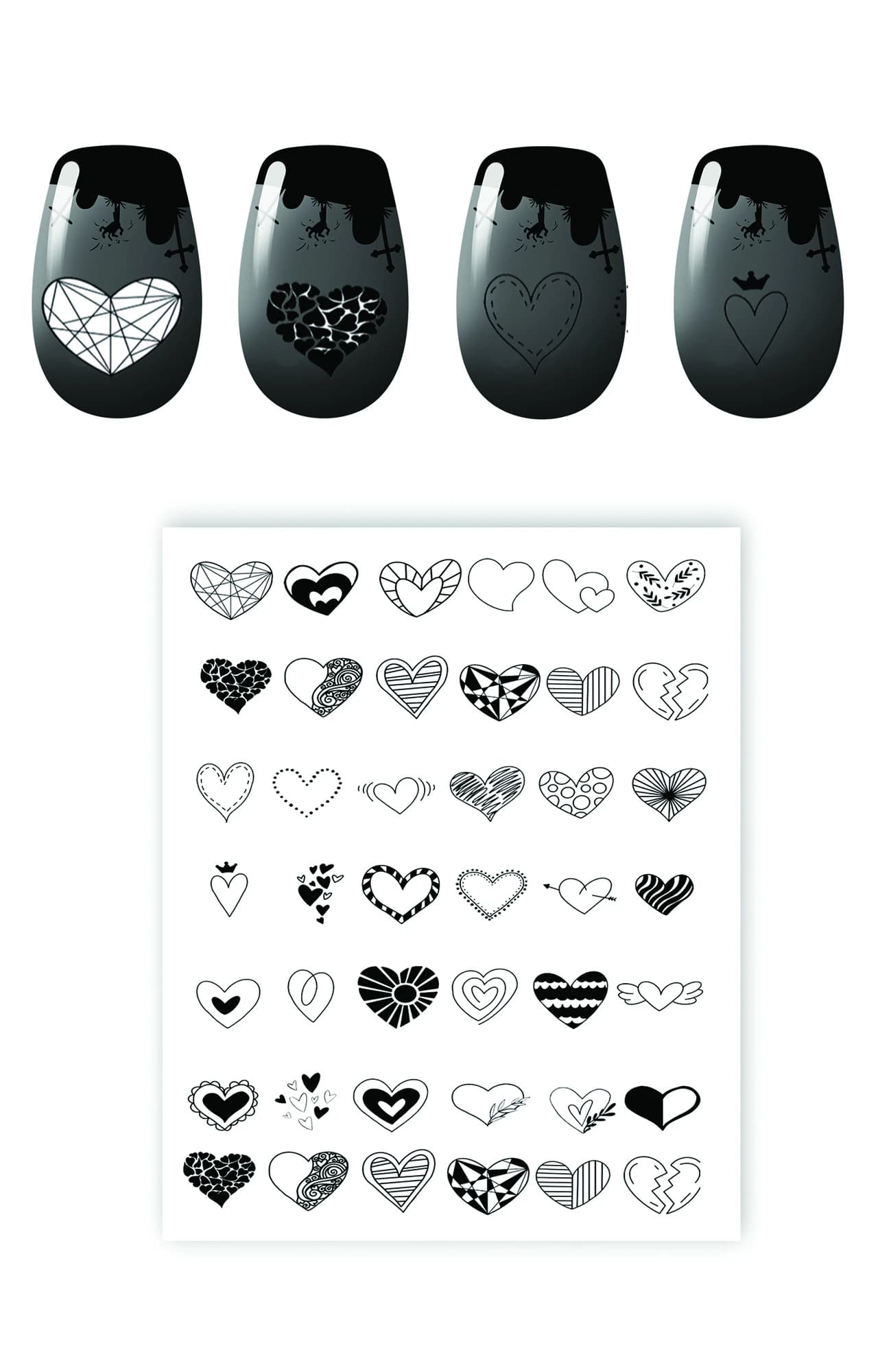 استیکر ناخن طرح قلب heart کد 3812