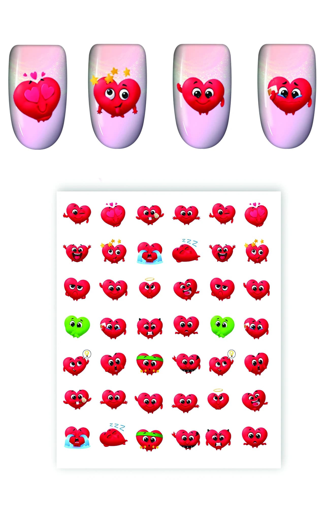 استیکر ناخن طرح قلب heart کد 3806