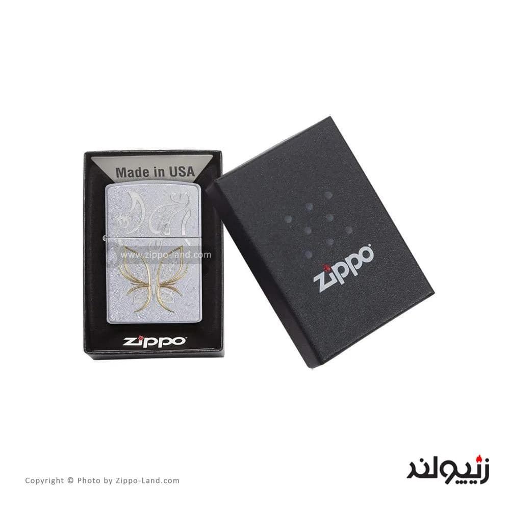 فندک زیپو مدل Golden Butterfly کد 24339 — تصویر ۴