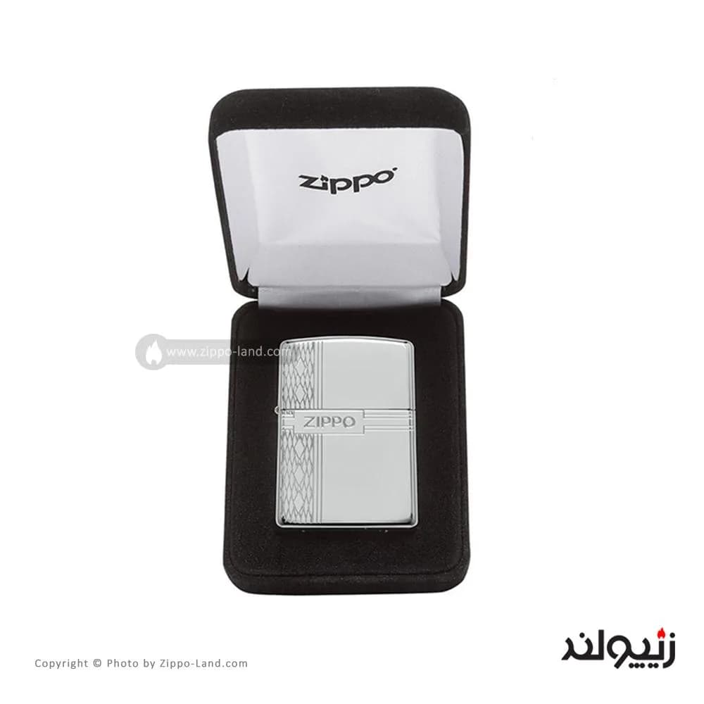 فندک زیپو مدل Armor Sterling Silver Diamond Pattern Design کد 49551 — تصویر ۴