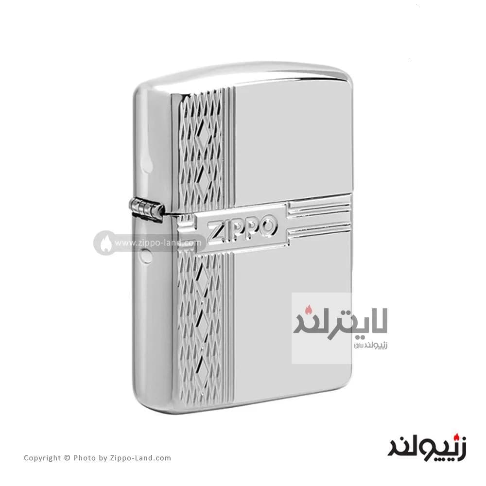 فندک زیپو مدل Armor Sterling Silver Diamond Pattern Design کد 49551 — تصویر ۲