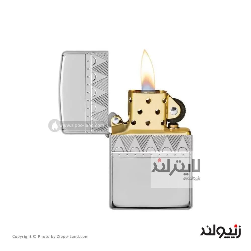 فندک زیپو مدل Armor Sterling Silver Diamond pattern Design کد 49550 — تصویر ۲