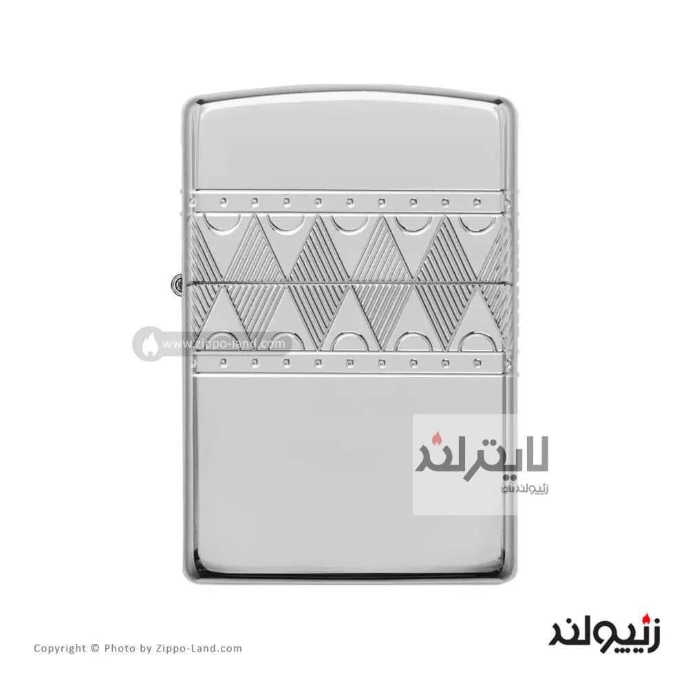 فندک زیپو مدل Armor Sterling Silver Diamond pattern Design کد 49550