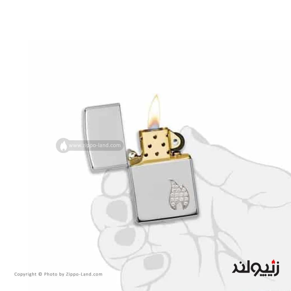 فندک زیپو مدل Sterling Silver Flame Emblem کد 49554 — تصویر ۳
