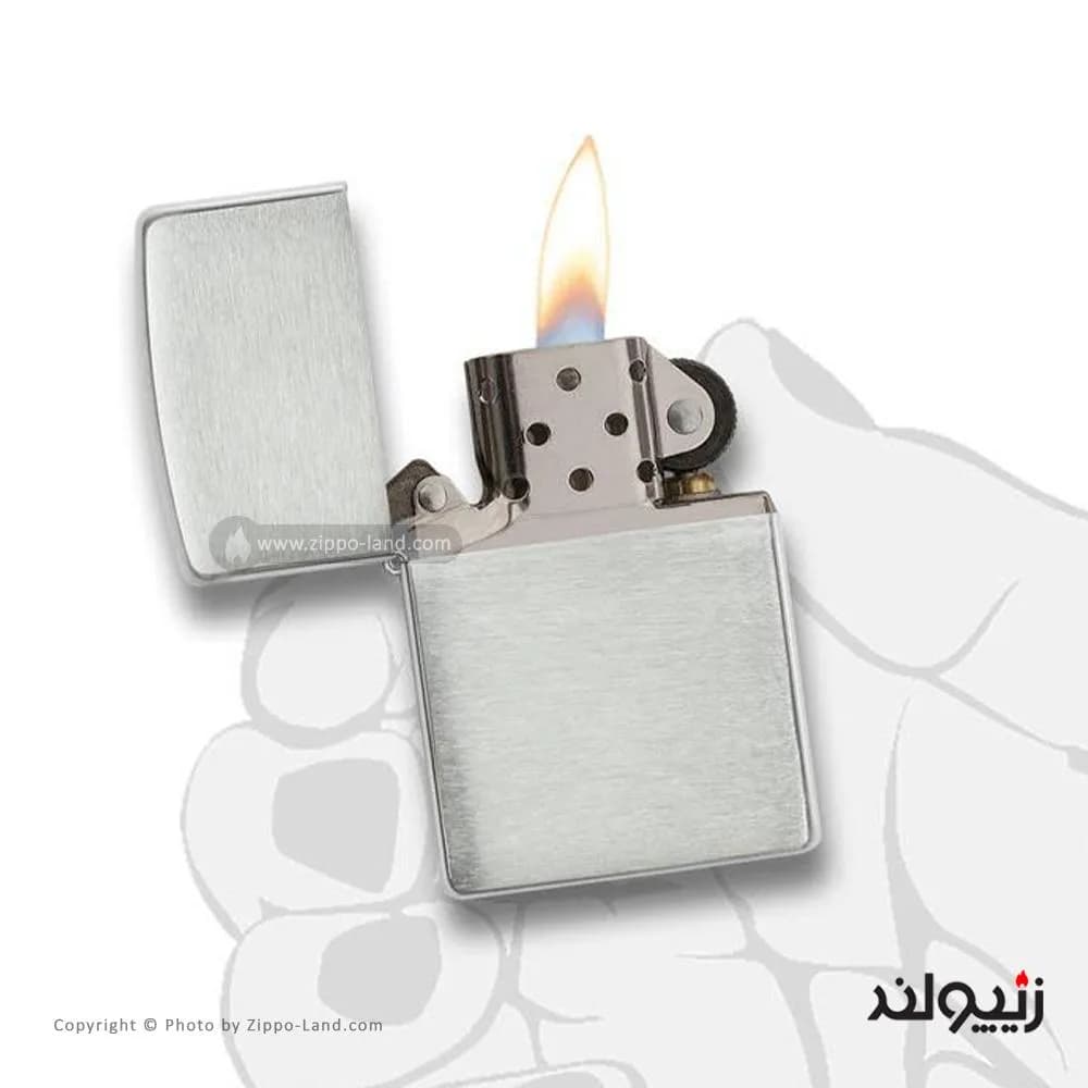 فندک زیپو مدل Brushed Sterling Silver کد 13 — تصویر ۳