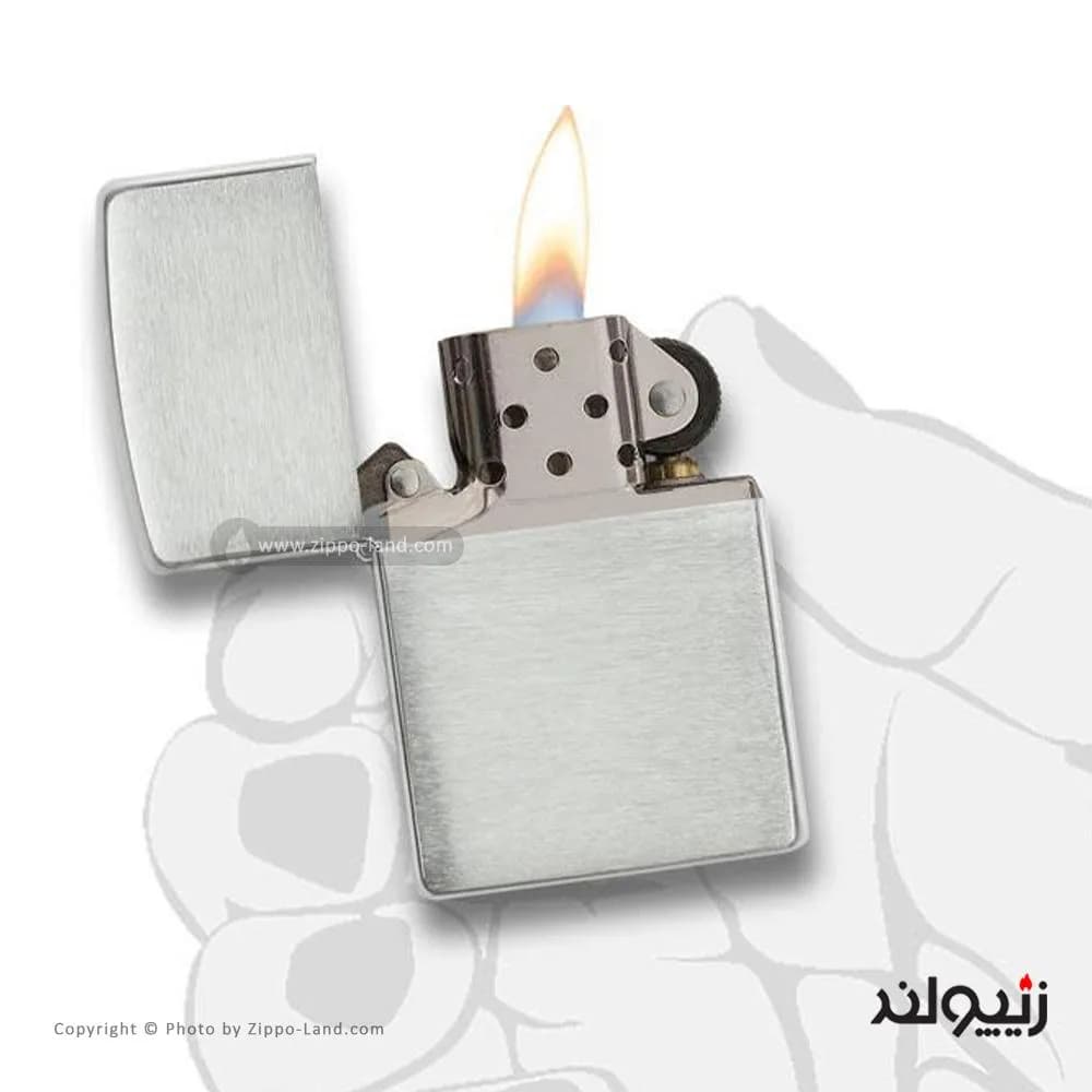 فندک زیپو مدل Armor Brushed Sterling Silver کد 27 — تصویر ۳