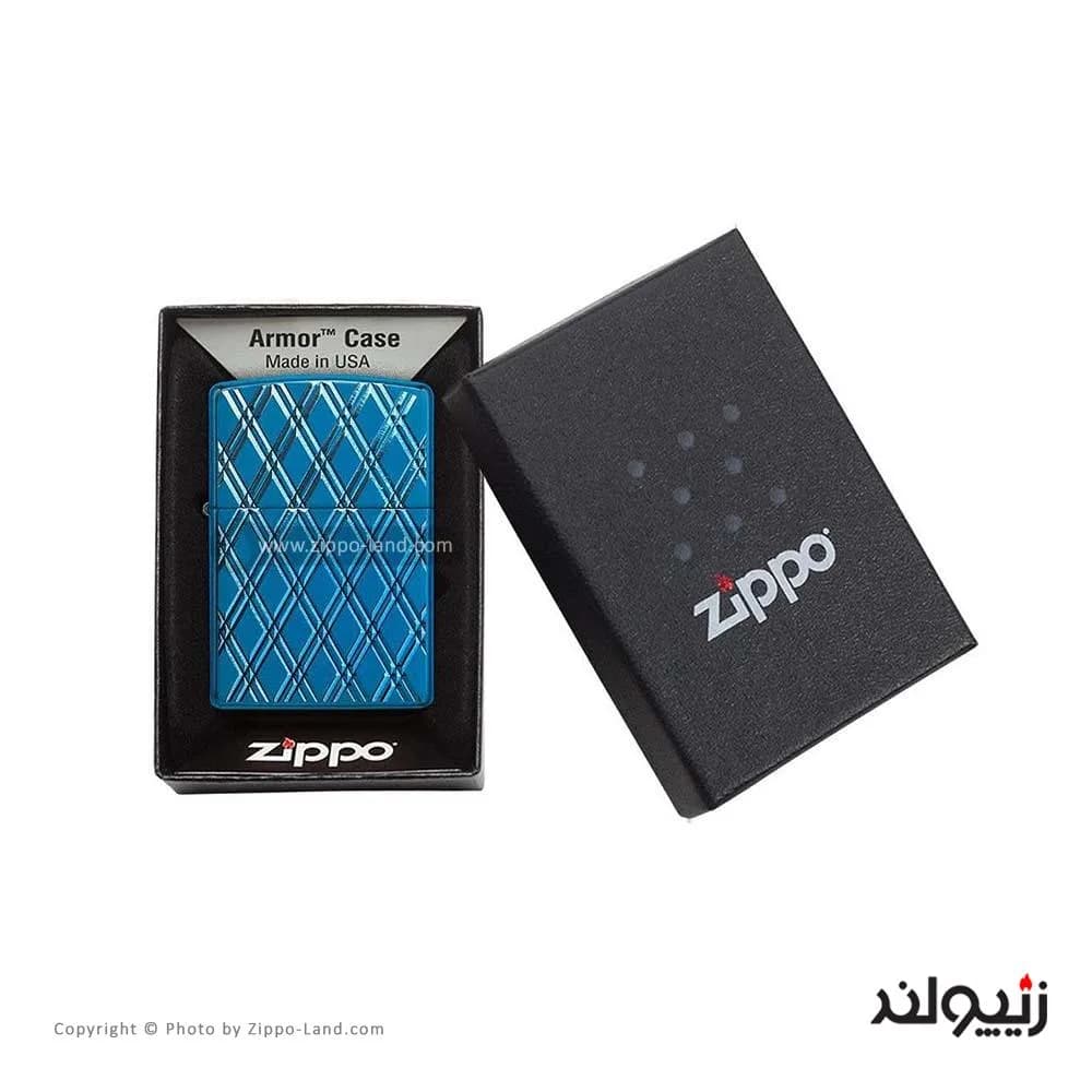 فندک زیپو مدل Armor High Polish Blue Diamonds کد 29964 — تصویر ۵