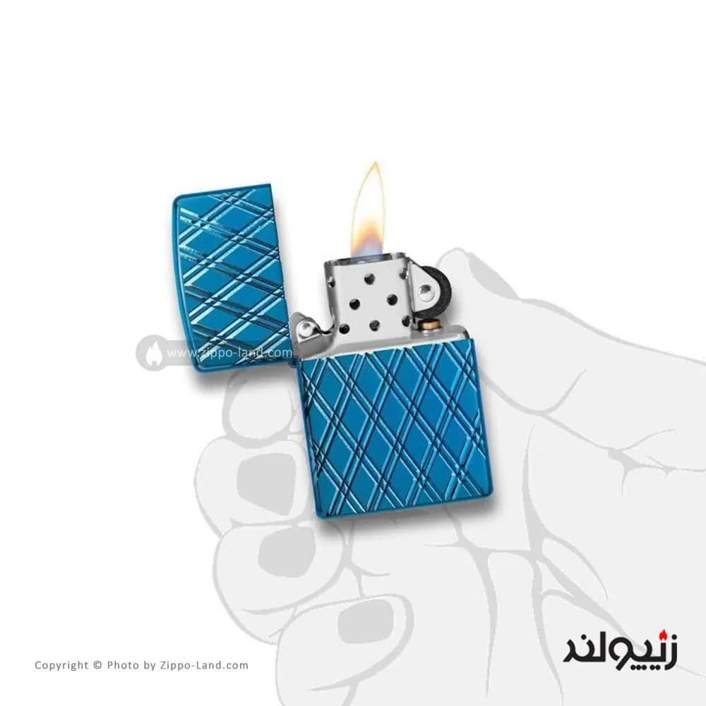 فندک زیپو مدل Armor High Polish Blue Diamonds کد 29964 — تصویر ۴