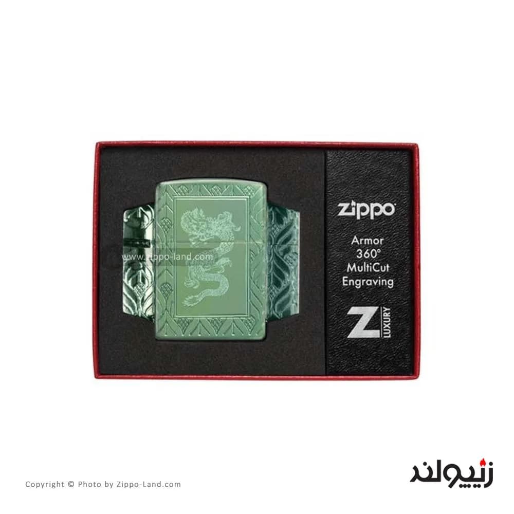 فندک زیپو مدل Armor High Polish Green Elegant Dragon کد 49054 — تصویر ۵