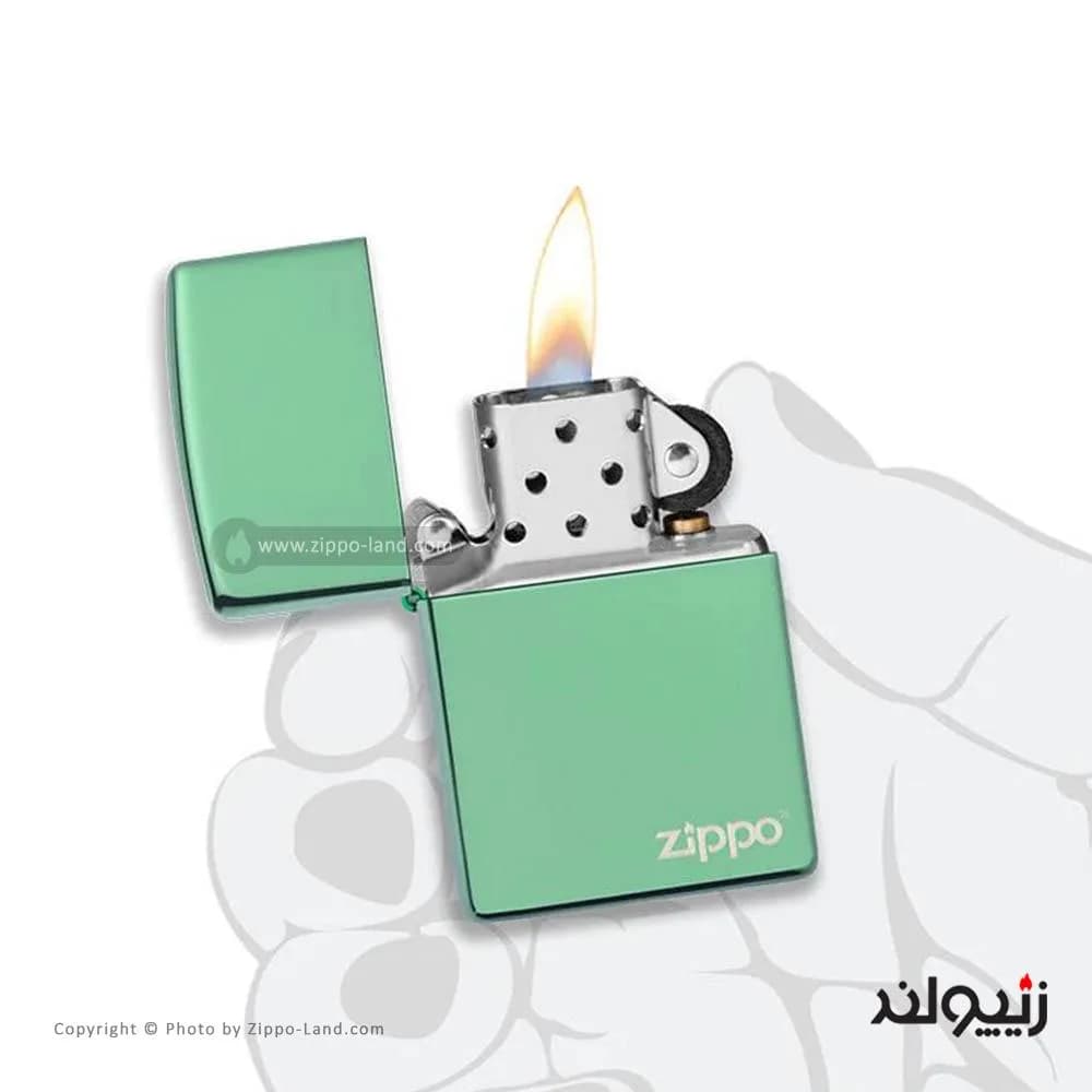 فندک زیپو مدل Classic High Polish Green Zippo Logo کد 28129zl — تصویر ۳